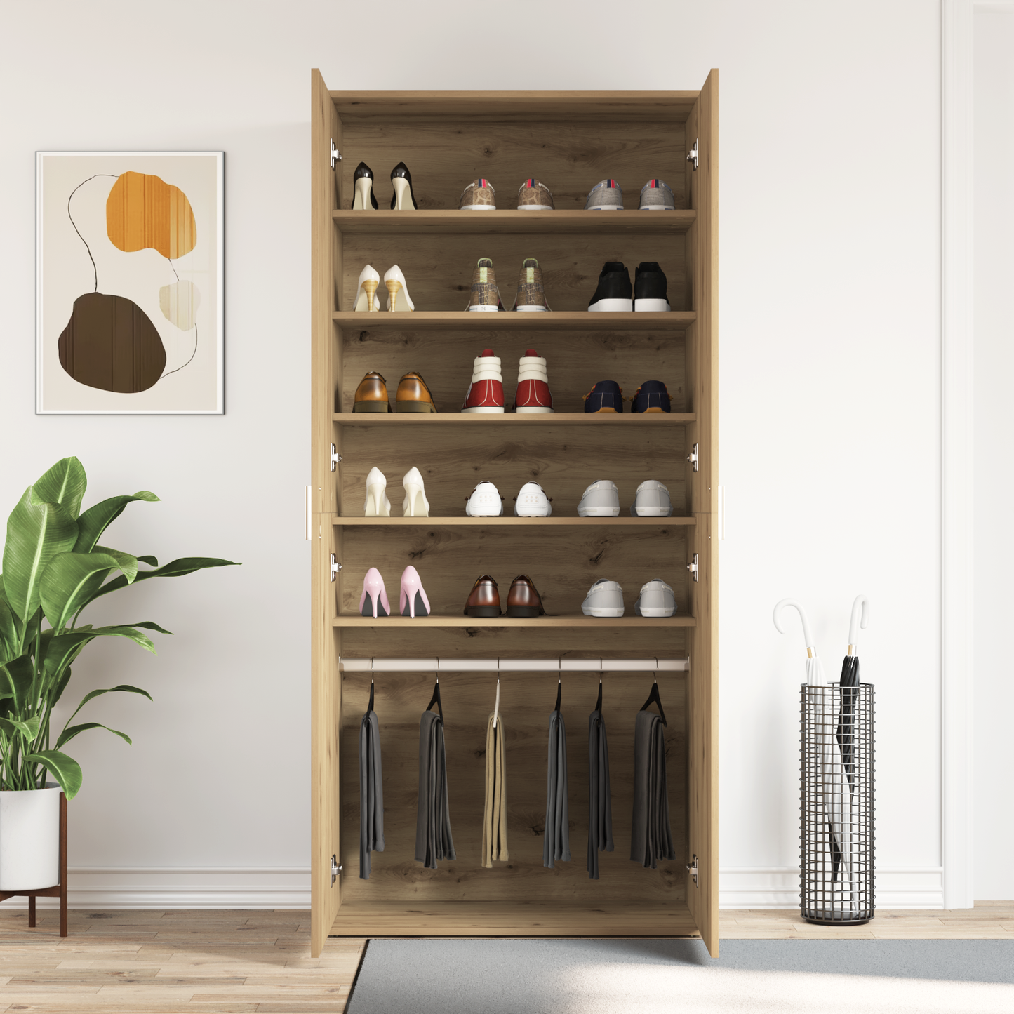 Skoskap Skohylle Skobenk Brun Eik 80x39x180 cm