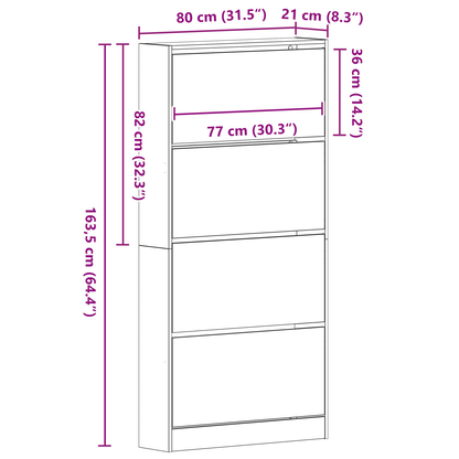 Skoskap Skohylle Skobenk Brun Eik 80 x 21 x 163.5 cm