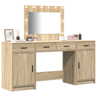 Sminkebord Sonoma Eik 3-delt Sett LED