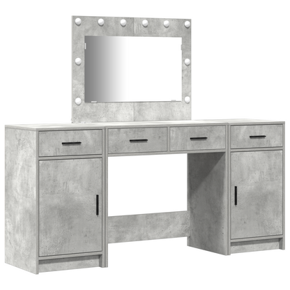 Sminkebord Betonggrå 3-delt Sett LED