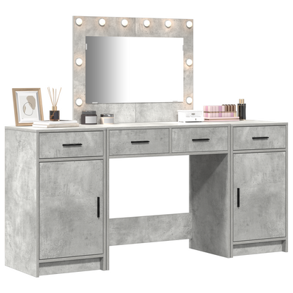 Sminkebord Betonggrå 3-delt Sett LED