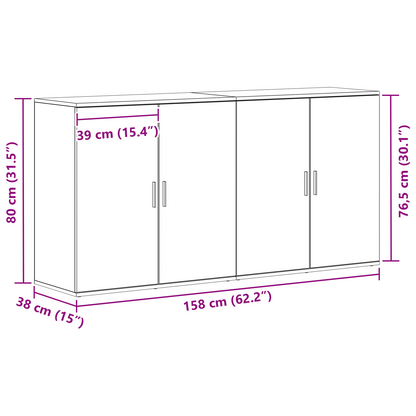 Sidebord Svart Eik 2 stk 79x38x80 cm