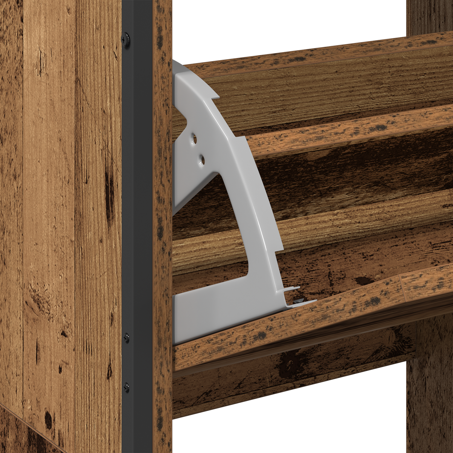 Skoskap Skohylle Skobenk Gammelt Tre med 4 Flip-Skuffer 100x34x112 cm