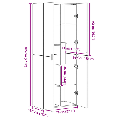 Skap Svart Eik 70x42.5x185 cm