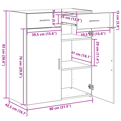 Skap Svart Eik 80x42.5x93.5 cm
