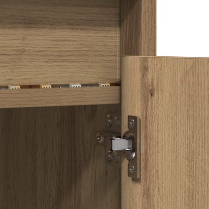 TV-Møbel Brun TV-skap med LED -stripelys med lagring med dør 182 x 34 x 50 cm