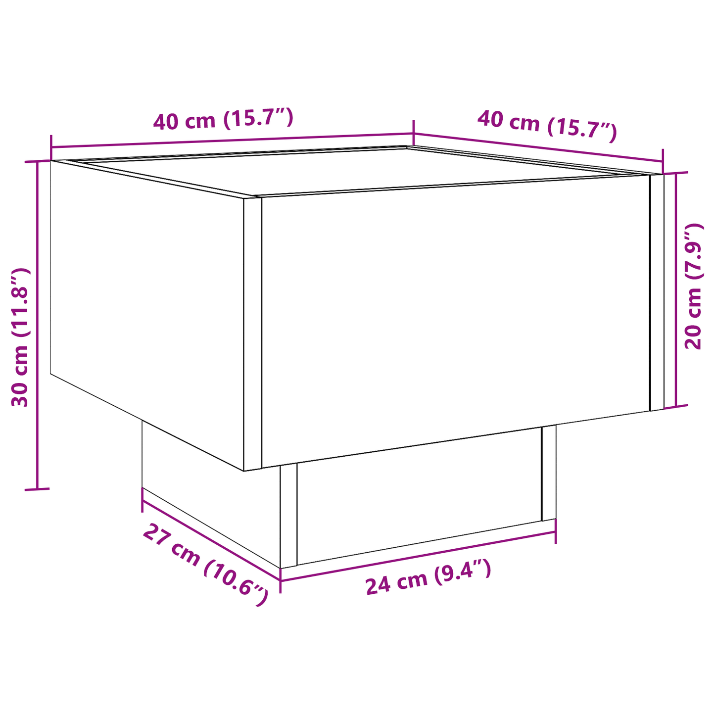 Skap Artisan Eik 40 x 40 x 30 cm, Glass