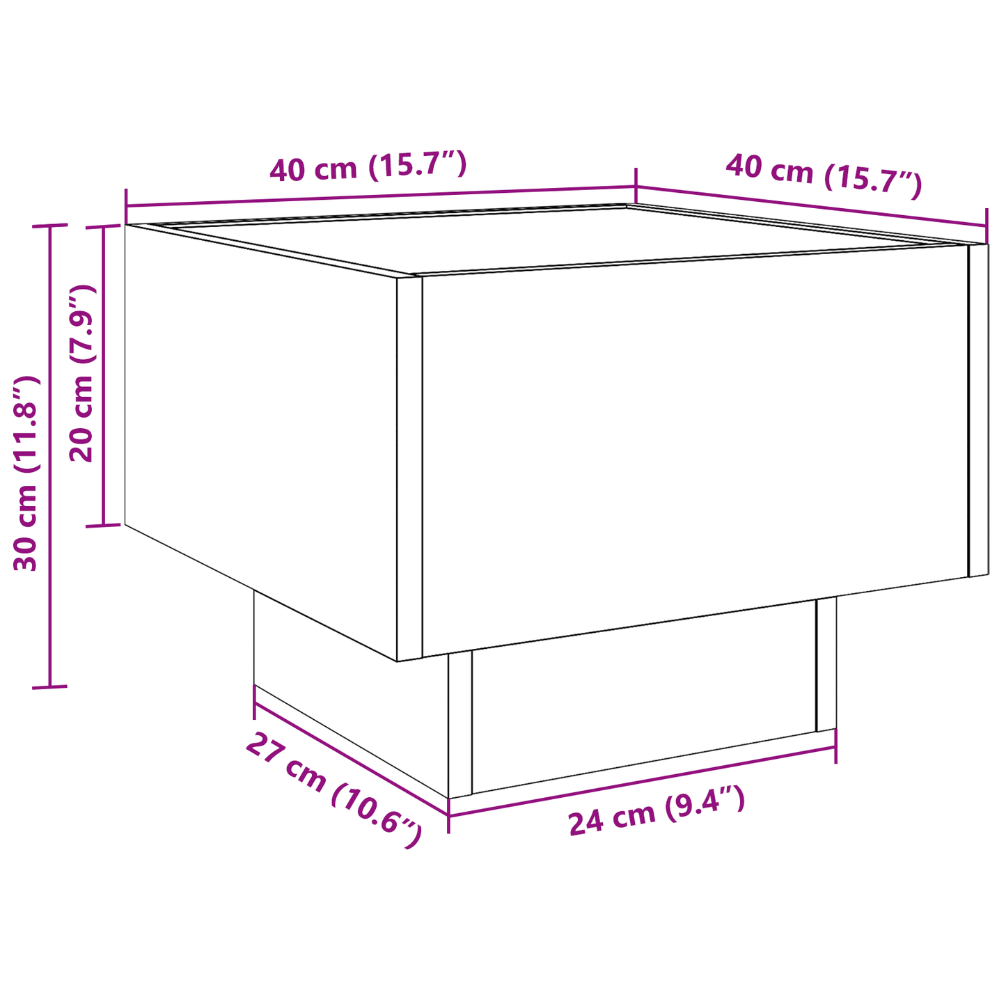 Skap Svart Eik 40 x 40 x 30 cm, Glass