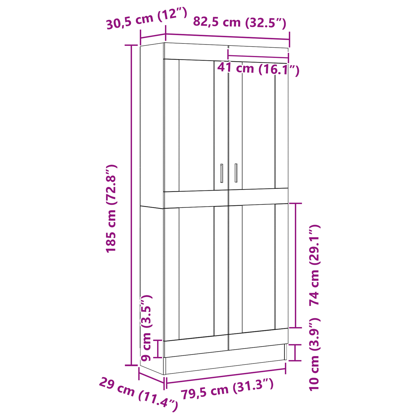 Bokhylle Svart Eik 82.5 x 30.5 x 185 cm