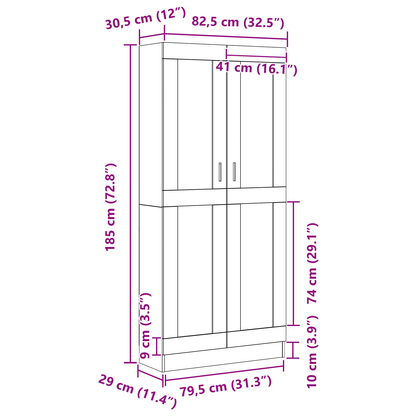 Bokhylle Svart Eik 82.5 x 30.5 x 185 cm