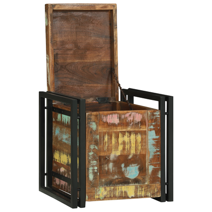 Oppbevaringsbenk Flerfarget 40 x 40 x 40 cm Massivt akasietre