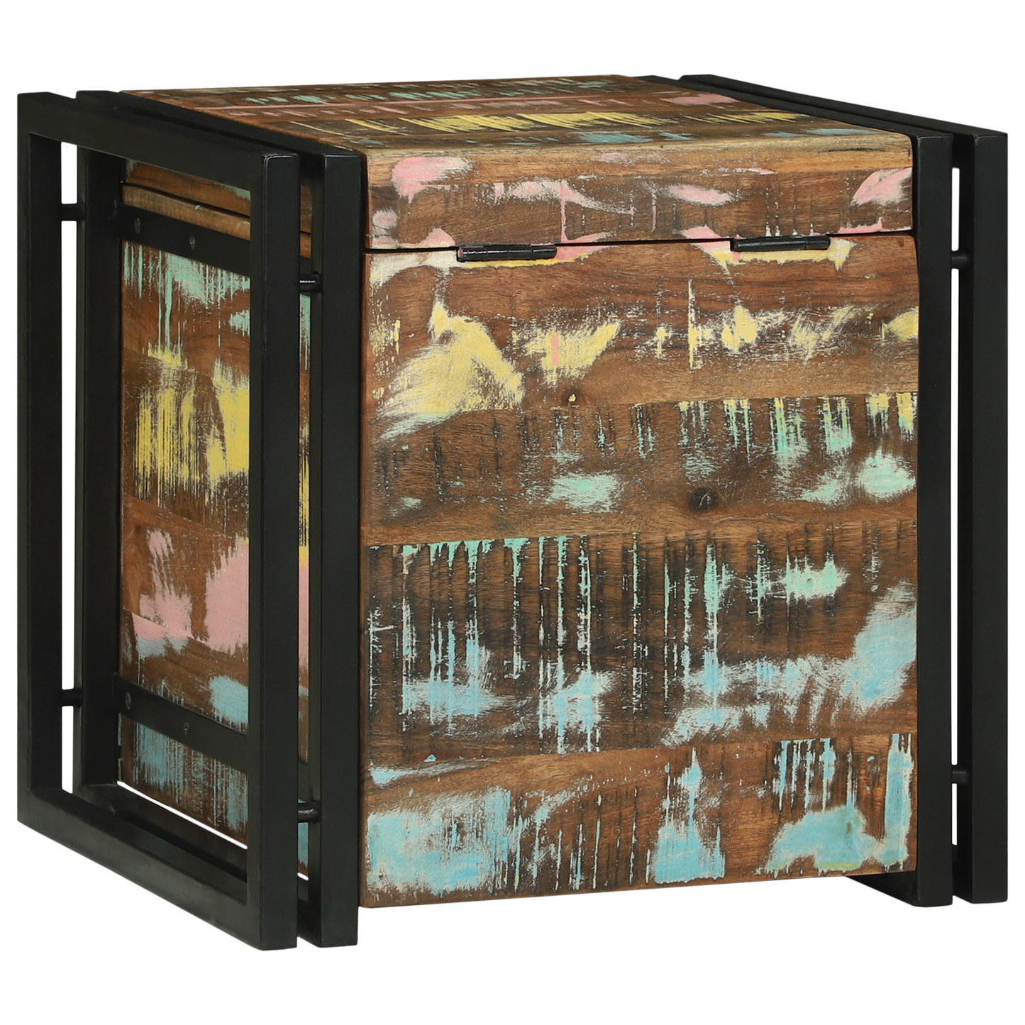 Oppbevaringsbenk Flerfarget 40 x 40 x 40 cm Massivt akasietre