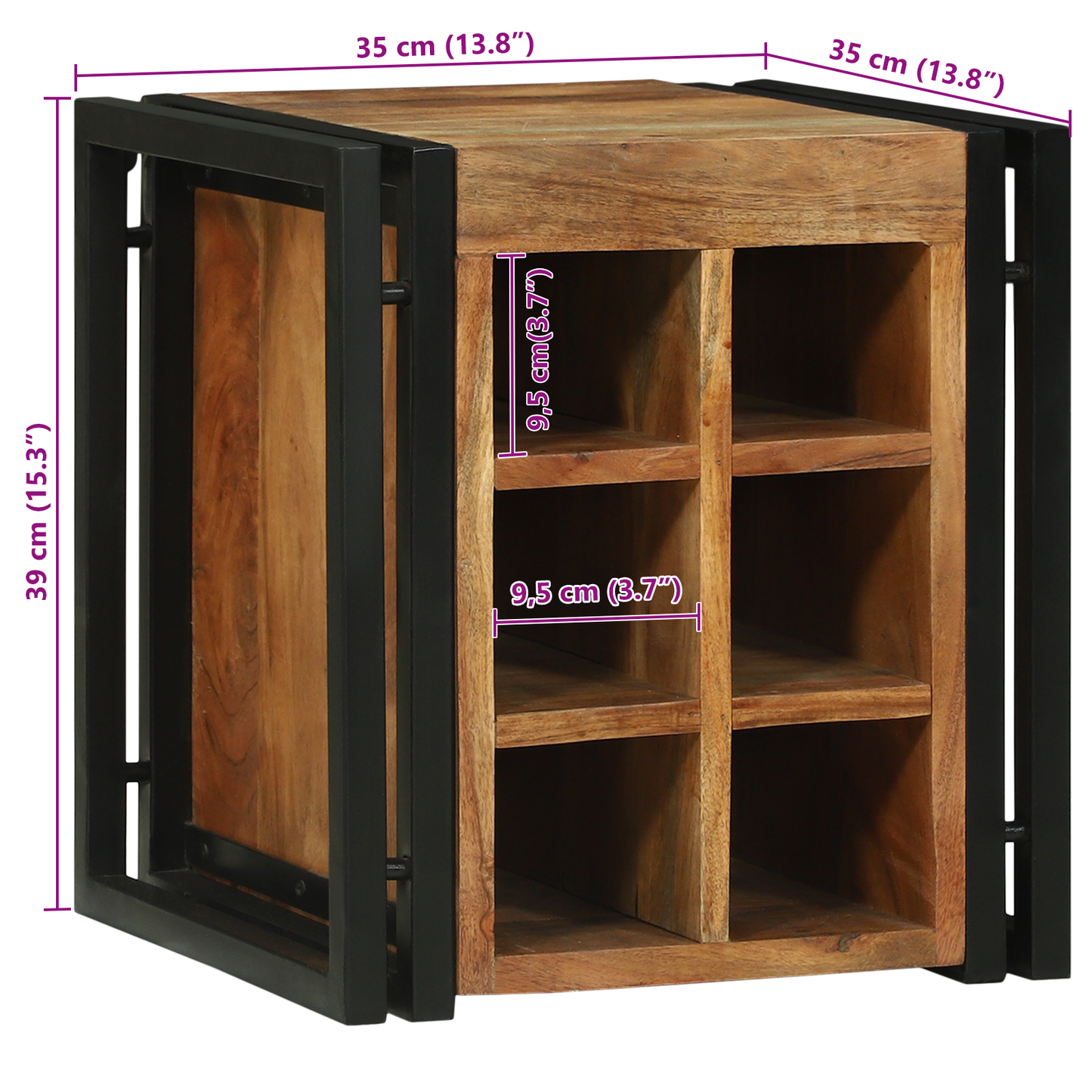 Vinstativ Vinreol 34.5x35x39 cm Massivt Akasietre