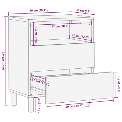 Nattbord Sengbord Tre 50x33x62 cm Massivt akasietre