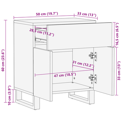 Nattbord Sengbord Tre 50x33x60 cm Solid mangotre