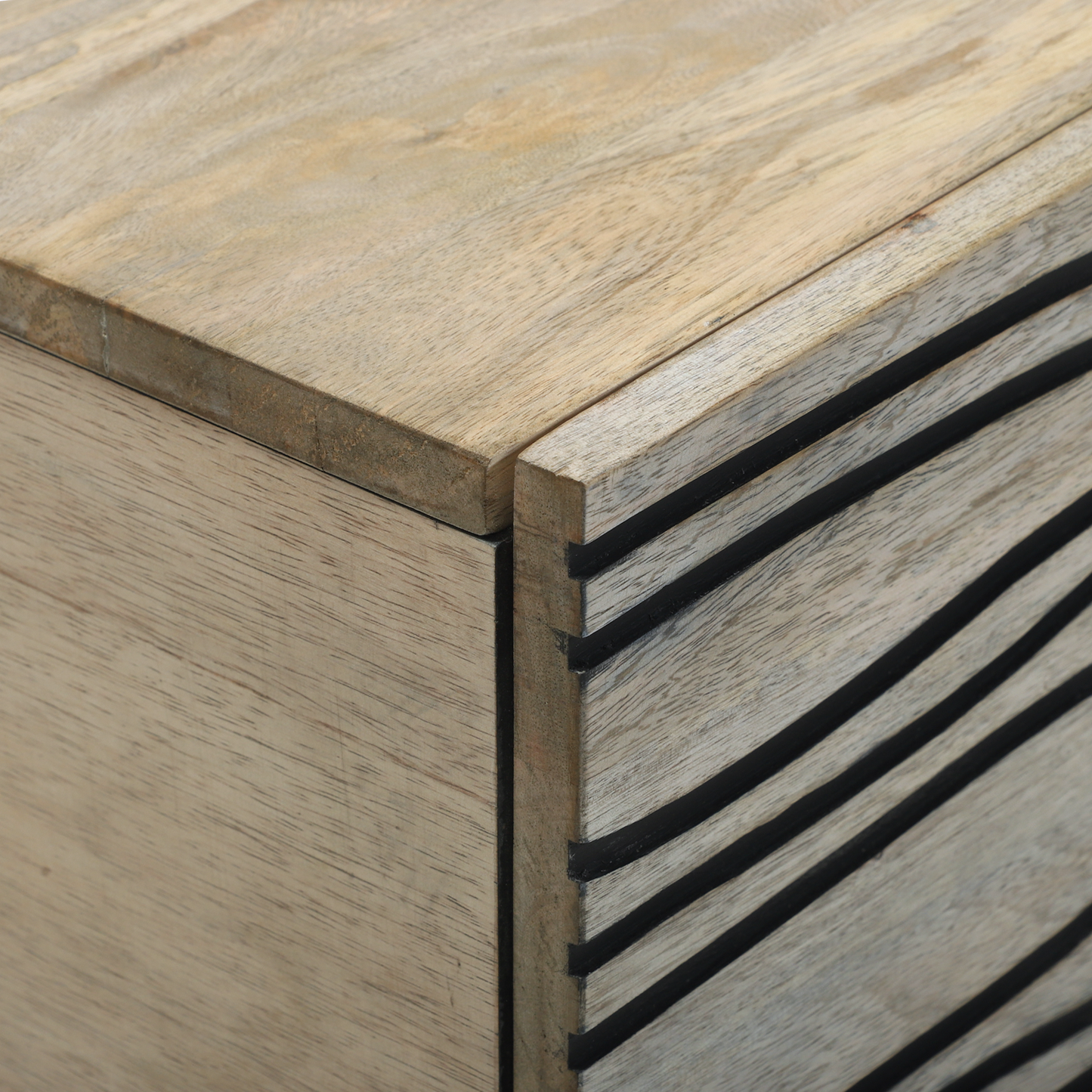 Salongbord Sofabord Hvit med hylle med lagring med dør Svart 80 x 50 x 40 cm heltre mango