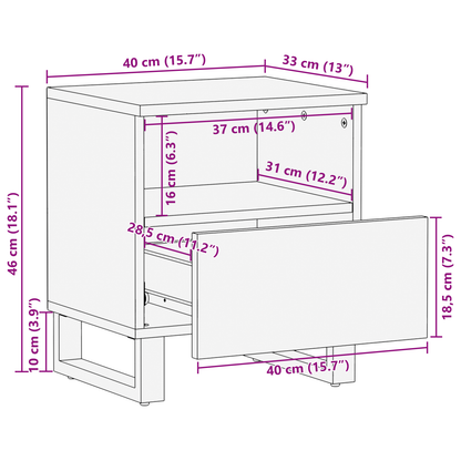 Nattbord Sengbord Tre 40x33x46 cm Massivt tre