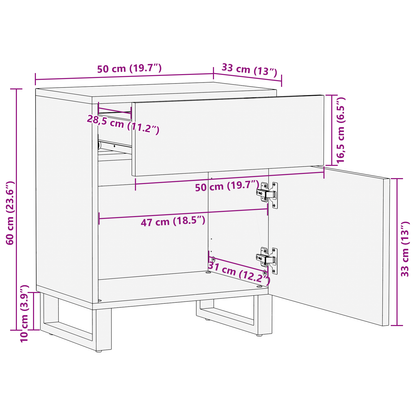 Nattbord Sengbord Tre 50x33x60 cm Massivt Tre Valnøtt