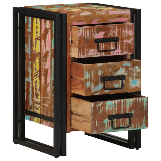 Nattbord Sengbord Tre Gjenvunnet Heltre Flerfarget 40x35x50 cm