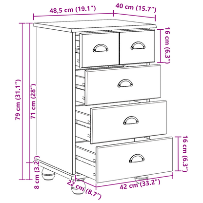 Kommode Honningbrun 'ASKIM' 45.8x40x79 cm Solid Tre Furu