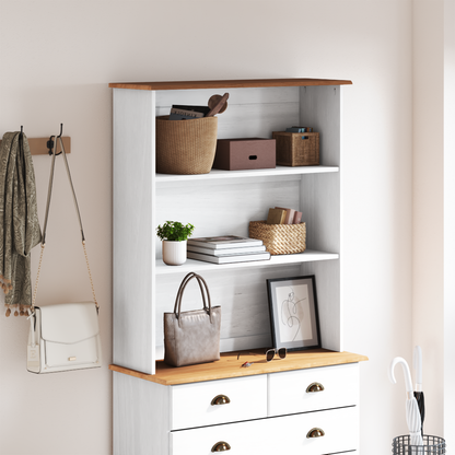 Bokhylle Hvit "ASKIM" 91x30x104 cm Solide Tre Furu