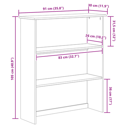 Bokhylle Hvit "ASKIM" 91x30x104 cm Solide Tre Furu