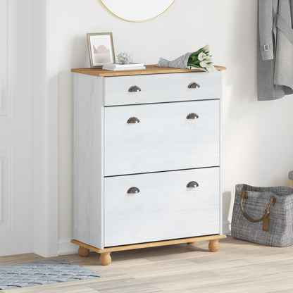 Skoskap Skohylle Skobenk Hvit ASKIM 85x35x108 cm Solid Tre Furu