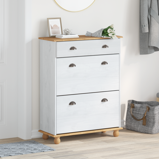 Skoskap Skohylle Skobenk Hvit ASKIM 85x35x108 cm Solid Tre Furu