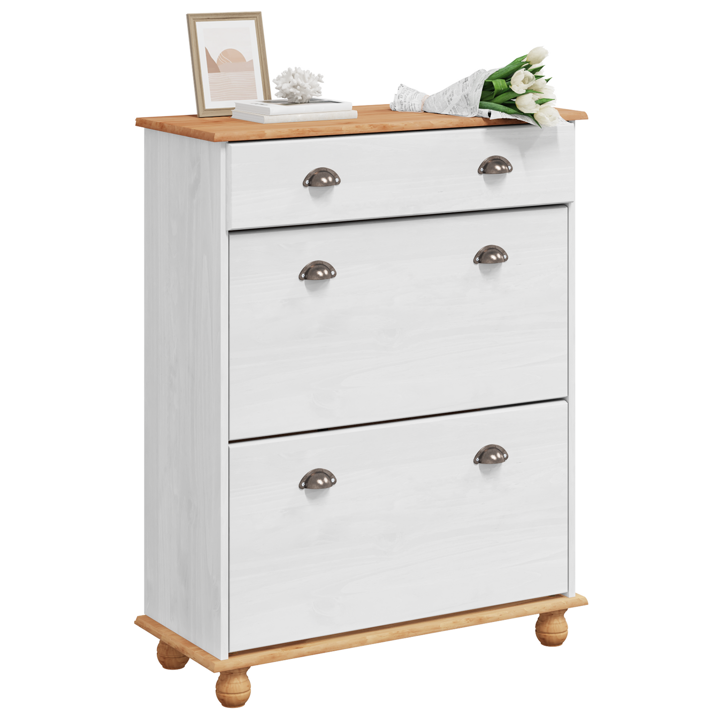 Skoskap Skohylle Skobenk Hvit ASKIM 85x35x108 cm Solid Tre Furu