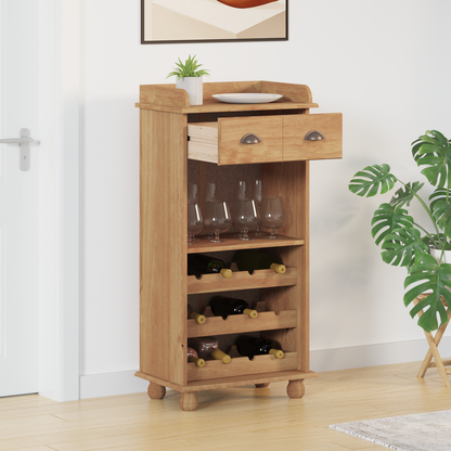 Vinstativ Vinskap ASKIM med 12 Flaskebeholdere Honningbrun Solid Tre Furu