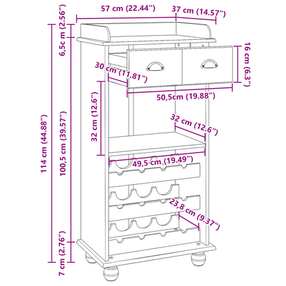 Vinstativ Vinskap ASKIM med 12 Flaskebeholdere Honningbrun Solid Tre Furu