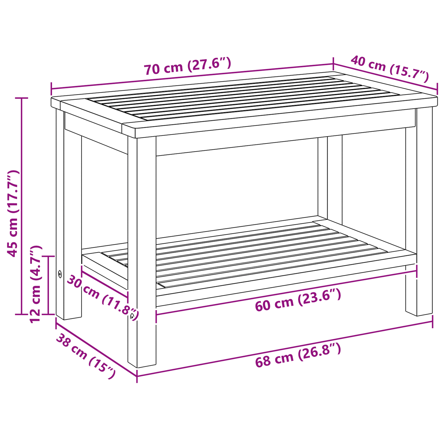 Salongbord Sofabord Tre 90x50x45 cm Massivt akasietre