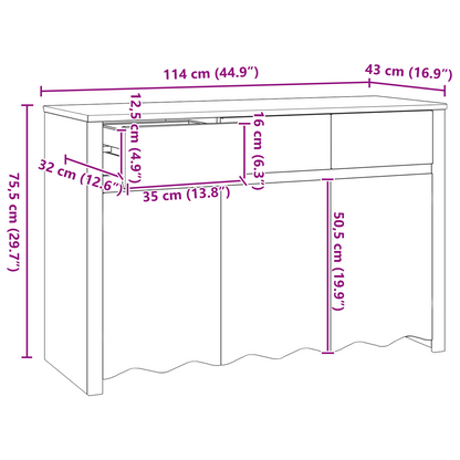 Skjenk Hvit "DRAMMEN" 114x43x75,5 cm Solid Tre Furu