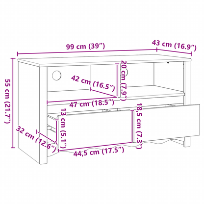 TV-Møbel Hvit TV-stativ DRAMMEN 99x43x55 cm Solid Tre Furu