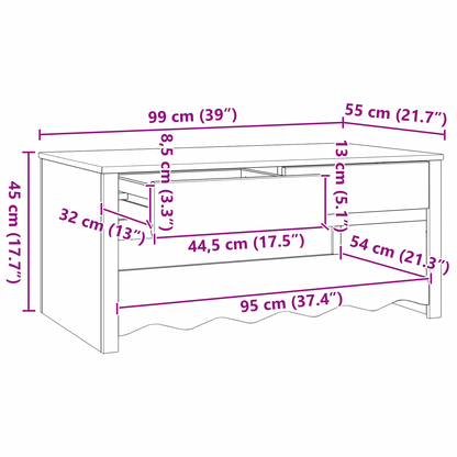 Salongbord Sofabord Tre "DRAMMEN" 99x55x45 cm Solid Tre Furu