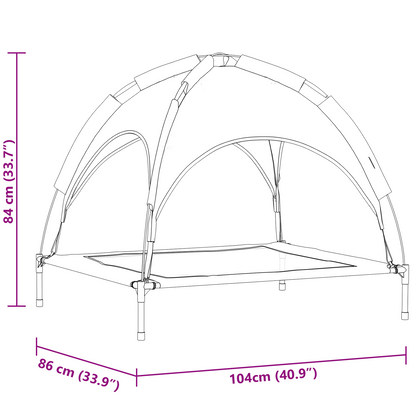 Hundeseng Hevet med avtakbart tak Brun XL stål